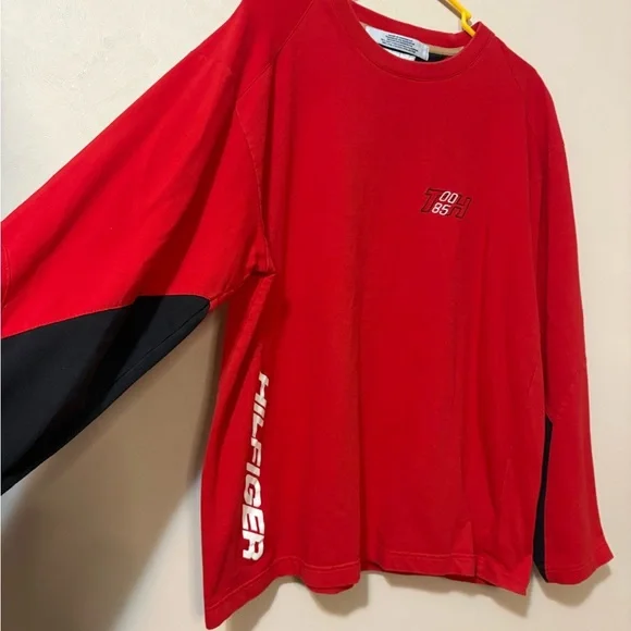 Vintage Y2K Tommy Hilfiger long sleeve shirt men’s large Red - Picture 2 of 7